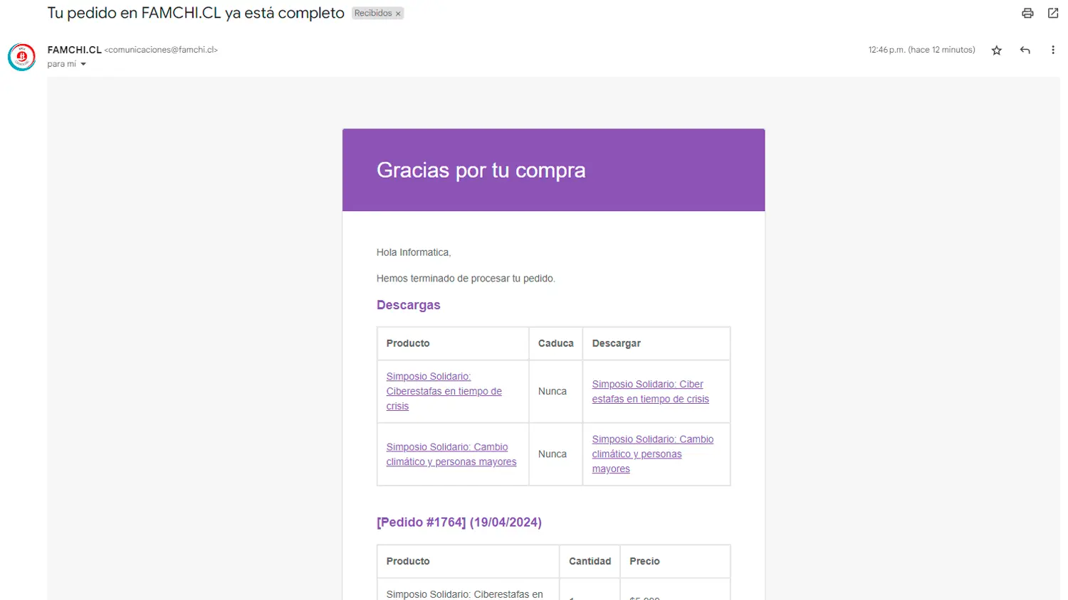 Vista de Compra Exitosa