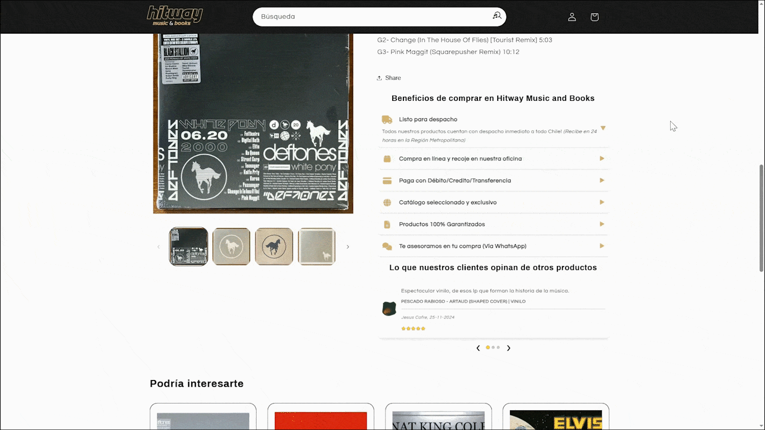 Vista de categorías de productos